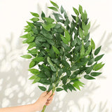 Boxtoday 10PCS Artificial Plants Italian Ruscus Greenery Stems Spring Faux Shrub Bushes Green Leaves for Wedding Arch Bouquet Home Decor