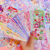 Boxtoday 10-100Pcs Kawaii Handbook Stickers Cartoon Collage Laser Sticker DIY Decorative Scrapbooking journals Stationery School Supplies