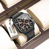 Boxtoday Luxury Chronograph Square Man Watch Waterproof Luminous Date Men Watch Sports Leather Men's Watches Quartz Reloj Hombre