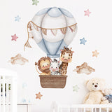 Boxtoday Watercolour Aniamls Hot Air Balloon Wall Stickers for Baby Nursery Room Decals Baby Girls Bears Cartoon Animals Kids Stickers