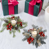 Boxtoday Christmas Candlestick Wreath Artificial Flowers Garland Candle Ring Xmas Table Decoration Candle Holder Wreath Xmas Home Decor