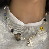 Boxtoday New Korean Flower Heart Beaded Necklace Women Boho Crystal Class Gravel Clavicle Chain Cool Y2K Choker Exquisite Fashion Jewelry