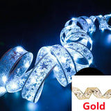 Boxtoday LED Ribbon Lights Christmas Decoration Christmas Tree Ornaments DIY Lace Bows String Lights Navidad Home Decors New Year