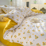 Boxtoday Ins Floral Bedding Set Yellow Flower Duvet Cover No Filler Pillowcase Flat Sheet Kids Adult Single Double Size Bedspread