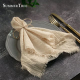 Boxtoday 20PCS Cloth Napkins Cotton Gauze Retro Burr Rustic Kitchen Tea Towel Wedding Party Dinner Christmas Napkin Table Decoration