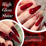 Boxtoday 10ml Blood Red Jelly Gel Nail Polish Halloween Nails Art Gel Polish Sheer Translucent Nail Gel for Winter Manicure