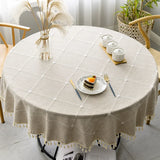 Boxtoday Plaid Cotton Linen Round Tablecloth Wedding Hotel Banquet Cloth Table Cover Indoor Dining Room Kitchen Outdoor Decor Manteles