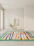 Boxtoday Colorful Striped Carpet Comfortable Soft Dopamine Style Rugs Artistic Luxurious Living Room Carpets Machine Washable Bedroom Rug