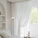 Boxtoday White Tulle High Quality Thick Yarn Luxury Chiffon Window Curtains For Bedroom Villa Opaque Drapes Living Room Decoration