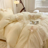 Boxtoday French Princess Style Bedding Sets Ruffle Lace Bow Quilt Cover Romantic Bedclothes Decor Woman Girls Bedroom