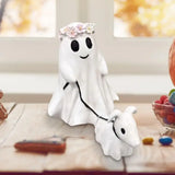 Boxtoday Dog Halloween Statue Spooky Ghost Dog Halloween Figurine Halloween Ghost Walking Dog Statue Halloween Creative Desk Decoration