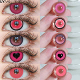 Boxtoday 1 Pair Cosplay Pink Lenses for Eyes Anime Lenses for Halloween Nezuko Colorcon y2k Eye Contacts Graduated Lenses