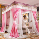 Boxtoday  Palace Mosquito Net with U-shaped Track Frame Romantic Lace Shading Bed Curtain Canopy Nets Three-door Bedcover Home Decoration