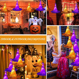 Boxtoday 8/16Pcs Halloween Decoration Waterproof Hanging Witch Hats String light Remote Outdoor Glowing Wizard Hats for Yard Party Decor