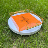 Boxtoday Orange Veuve Pink acrylic Square serving tray 25x25cm