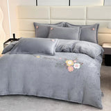 Boxtoday Winter Warm Bedding Set No Comforter Soft Milk Velvet Duvet Cover Flat Sheet Pillowcase Thick Embroidered Queen Size Bedspread