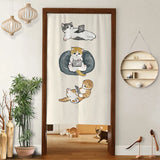 Boxtoday Cat Printed Japanese Door Curtain Living Room Bedroom Partition Cute Animal Curtains Drape Kitchen Entrance Hanging Half-Curtain