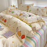 Boxtoday Kids Duvet Cover Set No Filler Cute Rabbit Flat Sheet Pillowcases Girls Boys Twin Queen Size Dormitory Home Soft Bedding Set