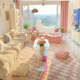 Boxtoday Modern Ins Plaid Easy Care Living Room Carpet Pink Plush Soft Girls Bedroom Carpets Fashion Large Area Cloakroom Decorative Rug