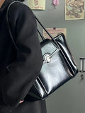 Boxtoday Gift Black Tote Bag Women Vintage Leather Large Capacity Casual Shoulder Bags Purse Female Retro Versatile Handbag Bolsos