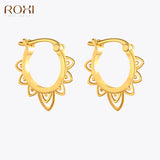 Boxtoday 925 Sterling Silver Geometric Round Stud Earrings For Women Party Gift 2024Fashion Jewelry Boho Leaf Circle Small Earrings