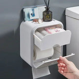 Boxtoday Toilet Paper Holder Box holder Bathroom Rack Waterproof Reel Tissue Storage Box Punch-free Kitchen Bathroom Storage Holder