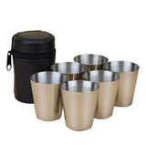 Boxtoday 6Pcs 30ml/70ml Outdoor Stainless Steel Cups Mini Set Glasses For Whisky Wine With Case Portable Drinkware Travel Camping