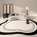 Boxtoday French Retro Large-area Living Room Carpet Light Luxury Black White Lines Bedroom Soft Rug Cloakroom Plush Mats Ковер Tapis 러그