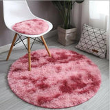 Boxtoday 60cm Round Plush Carpet Shaggy Fluffy Rugs For Living Room Bedroom Floor Mats Bedside Area Rug Rainbow Soft Carpet Kids Room Mat