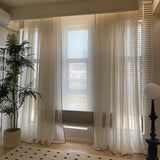 Boxtoday Retro Cream Linen White Tulle Sheer Curtains for Living Room Luxury Bedroom Dining Balcony Black Edge Blackout Gauze Window Door