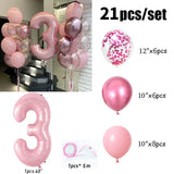 Boxtoday 21pcs Pink 40inch Number Foil Latex Balloons Happy Birthday Party Decorations Kids Girl Baby 1 2 3 4 5 6 7 8 9 Year Old Supplies