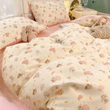 Boxtoday Cute Cartoon Bedding Set Ins Style Duvet Cover Without Comforter Pillowcases Flat Sheet New Arrival Soft Bed Linens