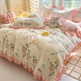 Boxtoday Luxury Romantic Bedding Set Girls Flower Princess Ruffles Duvet Cover Sheet Pillowcase Single Queen Size Home Decor Bed Linen