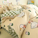 Boxtoday Cute Cartoon Duvet Cover Set No Filler Flat Sheet Pillowcases Girls Boys Twin Full Queen Size Dormitory Home Soft Bedding Set