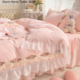 Boxtoday Princess Style Korean Bed Skirt Bed Sheet Embroidered Ruffle Lace Quilt Cover Ins Bedding For Girls Luxury Home Textiles