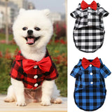 Boxtoday Pet Clothes Dogs Plaid Striped Shirt Suit Wedding Dress Puppy Coat Teddy Bear Pomeranian Vest Small-Medium Dog Cat Pet Costume