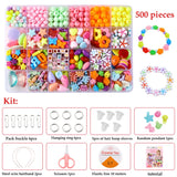 Boxtoday 500pcs DIY Handmade Beaded Children's Toy Creative Loose Spacer Beads Crafts Making Bracelet Necklace Jewelry Kit Girl Toy Gift