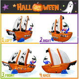 Boxtoday Halloween Inflatable Pirate Ship and Pirate Skeleton10FT Length,Inflatables Built-in 5 Leds and 4 RGB Lights for Halloween Decor