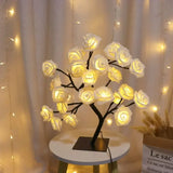 Boxtoday Table Lamp Flower Tree 24 Heads Rose Lamps Fairy Desk Night Lights USB Operated Gifts for Wedding Valentine Christmas Decoration