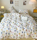 Boxtoday Ins Duvet Cover Set 2024 New Cute Bear Flat Sheet Pillowcase No Filler 3 4pcs Queen Full Boy Girl Bedroom Home Decor Bed Linens