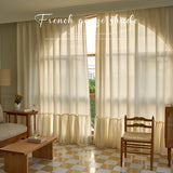 Boxtoday French Romantic and Elegant Rococo Living Room Decorative Curtains Bedroom High-grade Cotton and Linen Cream IG Blackout Curtain