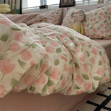 Boxtoday Cute Strawberry Bedding Set with Zipper No Filler Duvet Cover Flat Sheet Pillowcases Single Queen Size Girls Boys Bed Linens