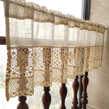 Boxtoday Retro Tassels Short Curtains For Kitchen Beige Cotton Linen Lace Half Tulle Curtain Wine Cabinet Door Christmas Decor Curtain