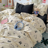 Boxtoday Garden Print Washed Cotton Bedding Duvet Cover Set Pillowcase Bed Sheet Bed Linen Quilt Cover Set Single Queen/King Double Size