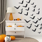 Boxtoday 16pcs Halloween 3D Black Bat Wall Stickers Removable Halloween DIY Wall Decal Halloween Party Decoration Horror Bats Stickers