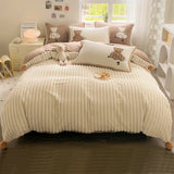 Boxtoday Luxury Rabbit Velvet Bedding Set Queen King Full Size Thickened Warm Fitted Sheet Bed Linen Duvet Cover Plaid with Pillowcase 이불