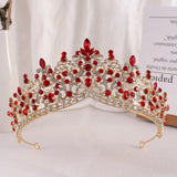 Boxtoday Baroque Pink Crystal Beads Tiara Crown Headwear For Women Girls Wedding Party Princess Bridal Queen Hair Accessories