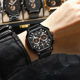 Boxtoday Luxury Chronograph Square Man Watch Waterproof Luminous Date Men Watch Sports Leather Men's Watches Quartz Reloj Hombre