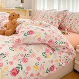 Boxtoday Fresh Botanical Floral Bedding Set for Kids and Adults, Leaves, Flower Duvet Cover, Pillowcases, Soft Washed Cotton, Home Textil