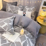 Boxtoday New Korean Style Bedding Set Kids Adults Twin Full Queen Size Bed Flat Sheet Duvet Cover Pillowcases Coffee Stripe Bed Linen